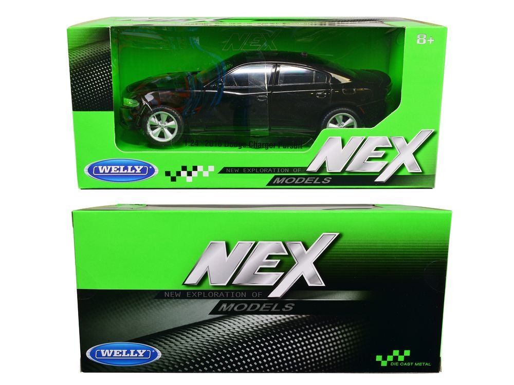 2016 Dodge Charger R/T Black "NEX Models" 1/24-1/27 Diecast Model Car by Welly view 3