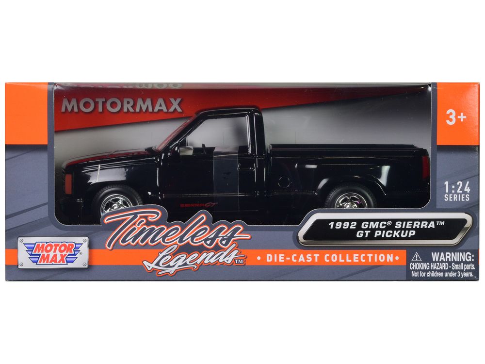 1992 GMC Sierra GT Black Pickup Truck 1/24 Diecast Model by Motormax view 3