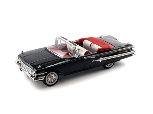 1960 Chevrolet Impala Convertible Black 1/18 Diecast Car Model by Motormax view 2