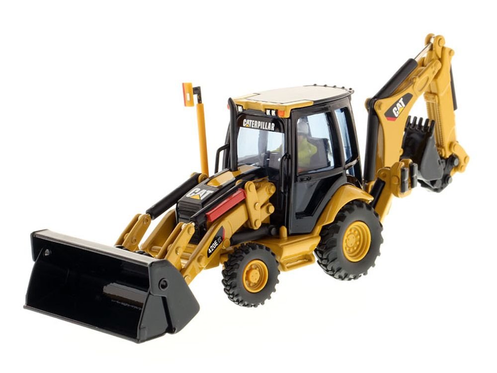 CAT Caterpillar 420E Center Pivot Backhoe Loader with Working Tools with Operator "Core Classics Series" 1/50 Diecast Model by Diecast Masters view 3