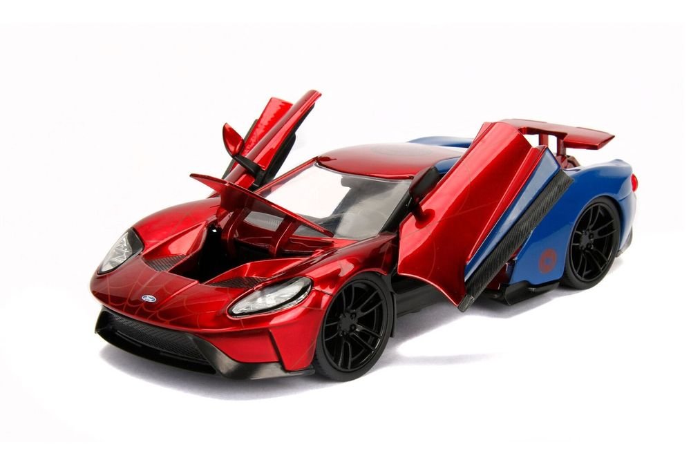 2017 Ford GT with Spider Man Diecast Figurine "Marvel" Series 1/24 Diecast Model Car by Jada view 3