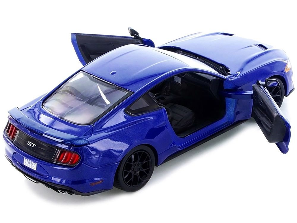 2018 Ford Mustang GT 5.0 Blue with Black Wheels 1/24 Diecast Model Car by Motormax view 2