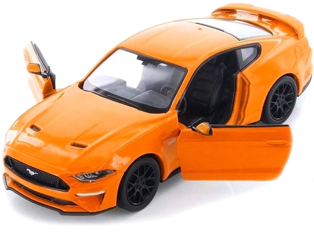 2018 Ford Mustang GT 5.0 Orange with Black Wheels 1/24 Diecast Model Car by Motormax view 2