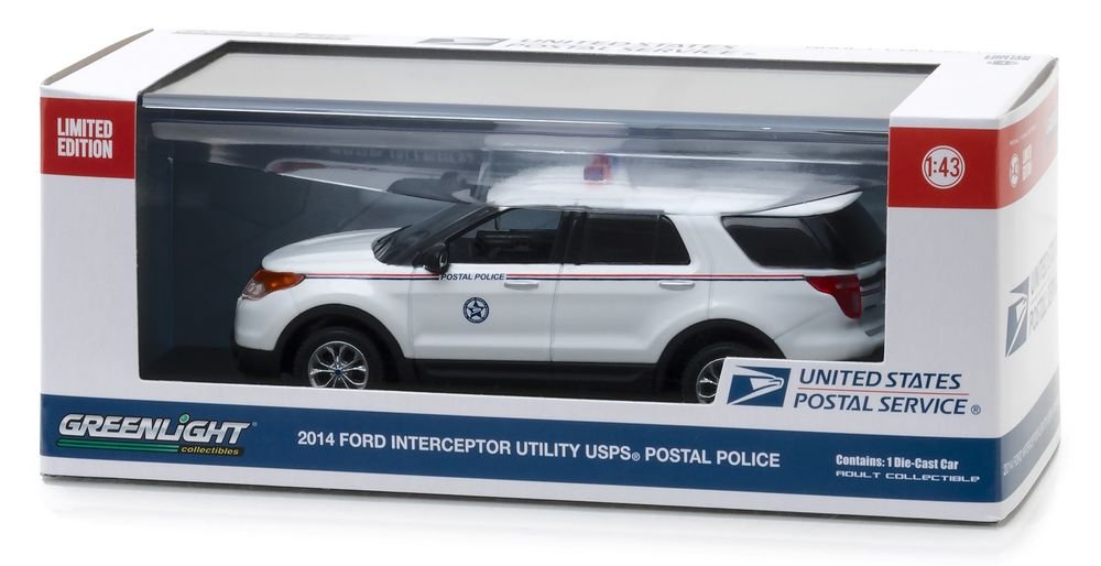 2014 Ford Interceptor Utility Postal Police "United States Postal Service" (USPS) White 1/43 Diecast Model Car by Greenlight view 2