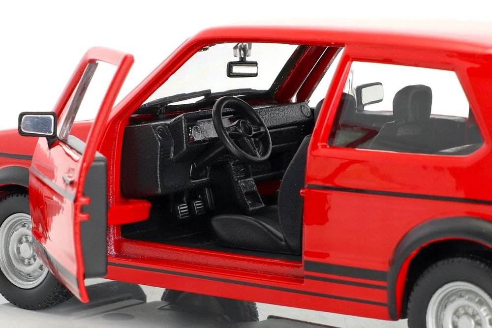 1979 Volkswagen Golf Mk1 GTI Red with Black Stripes 1/24 Diecast Model Car by Bburago view 3