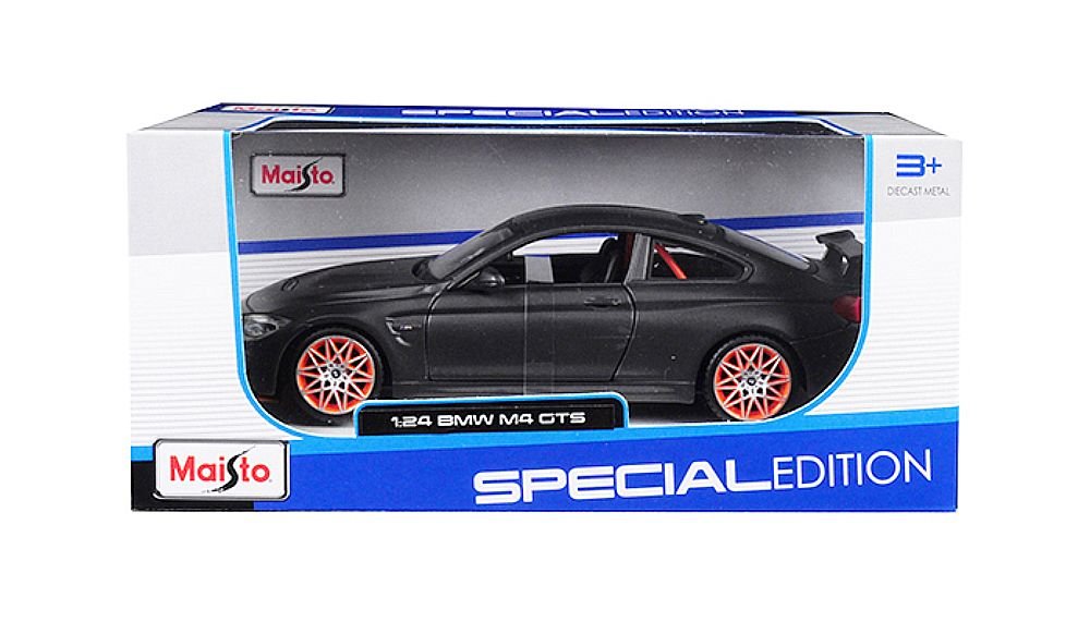 BMW M4 GTS Gray with Carbon Top and Orange Wheels 1/24 Diecast Model Car by Maisto view 3