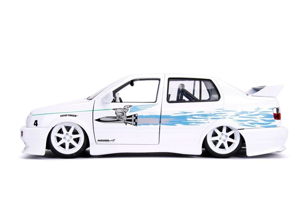 Jesse's Volkswagen Jetta White with Graphics "Fast & Furious" Movie 1/24 Diecast Model Car by Jada view 2