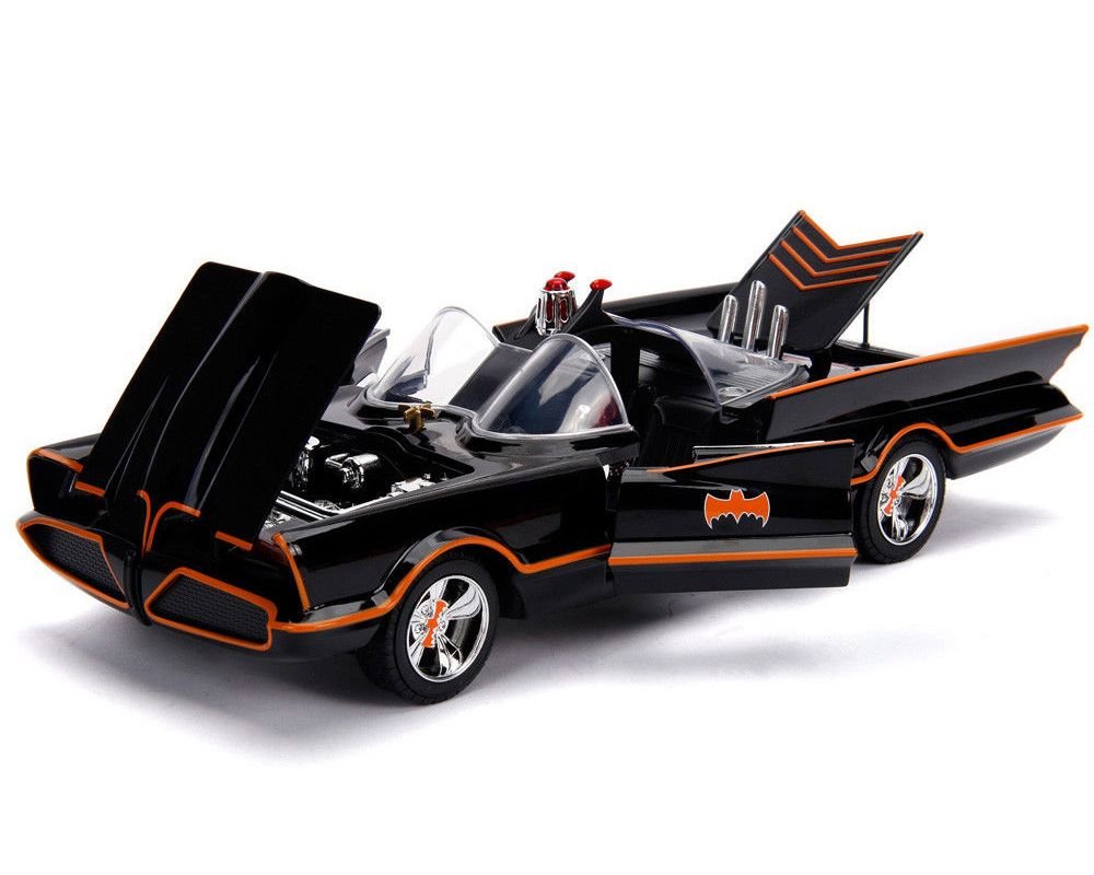 Classic TV Series Batmobile with Working Lights, and Diecast Batman and Robin Figures "80 Years of Batman" 1/18 Diecast Model Car by Jada view 2