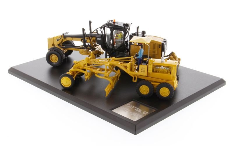 Cat Caterpillar No. 12 Motor Grader (Circa 1939-1959) and Cat Caterpillar 12M3 Motor Grader (Current) with Operators "Evolution Series" Set of 2 pieces 1/50 Diecast Models by Diecast Masters view 3