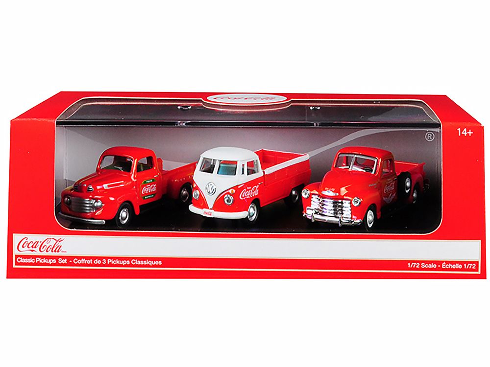 "Classic Pickups" Gift Set of 3 Pickup Trucks "Coca Cola" 1/72 Diecast Model Cars by Motorcity Classics view 3