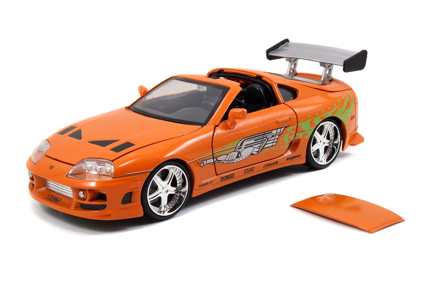 Model Kit Toyota Supra Metallic Orange with Brian Diecast Figure "Fast & Furious" Movie "Build N' Collect" 1/24 Diecast Model Car by Jada view 3