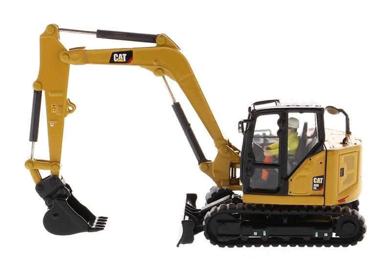 CAT Caterpillar 308 CR Next Generation Mini Hydraulic Excavator with Work Tools and Operator "High Line" Series 1/50 Diecast Model by Diecast Masters view 2