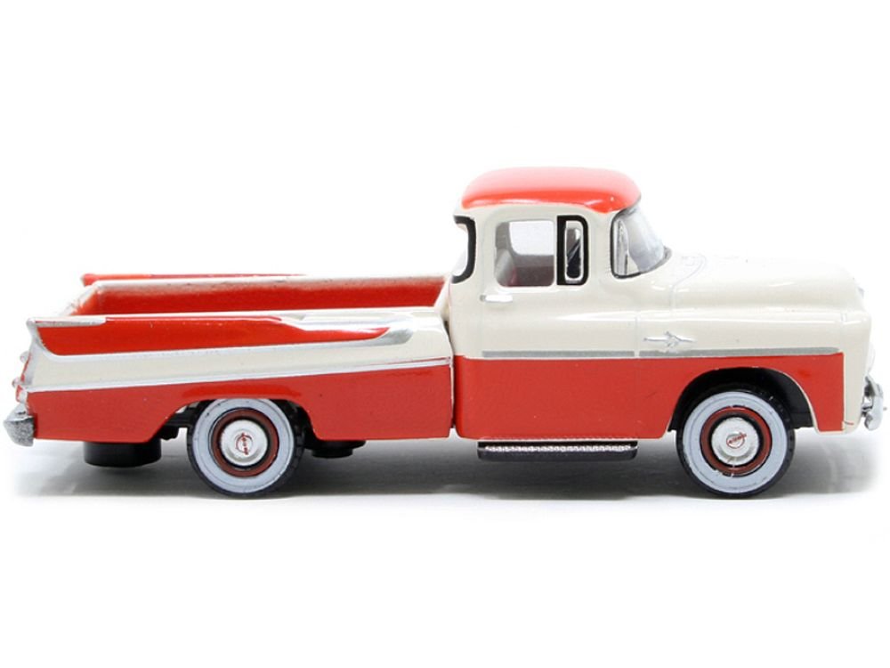 1957 Dodge D100 Sweptside Pickup Truck Tropical Coral and Glacier White 1/87 (HO) Scale Diecast Model Car by Oxford Diecast view 2