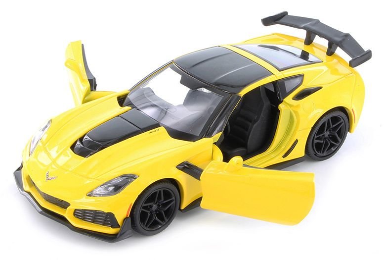2019 Chevrolet Corvette ZR1 Yellow with Black Accents 1/24 Diecast Model Car by Motormax view 2