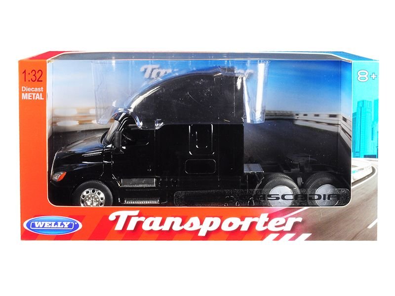 Freightliner Cascadia Truck Black "Transporter" 1/32 Diecast Model by Welly view 3