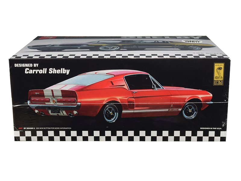 Skill 2 Model Kit 1967 Ford Mustang Shelby GT350 White 1/25 Scale Model by AMT view 3