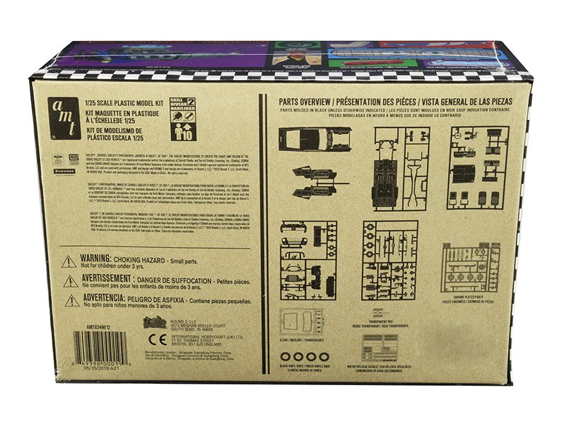 Skill 2 Model Kit 1967 Ford Mustang Shelby GT350 Black 1/25 Scale Model by AMT view 4