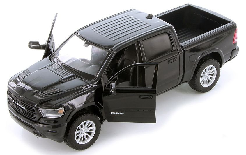 2019 RAM 1500 Laramie Crew Cab Pickup Truck Black 1/24 Diecast Model Car by Motormax view 3