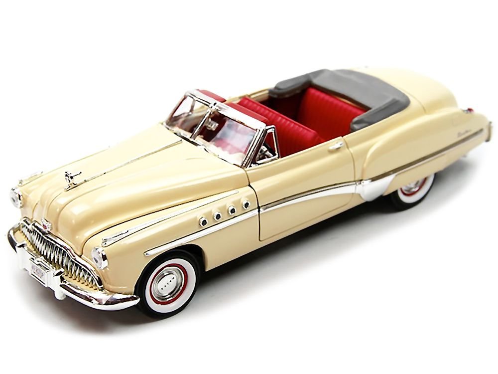 1949 Buick Roadmaster Cream with Red Interior 1/18 Diecast Model Car by Motormax view 2
