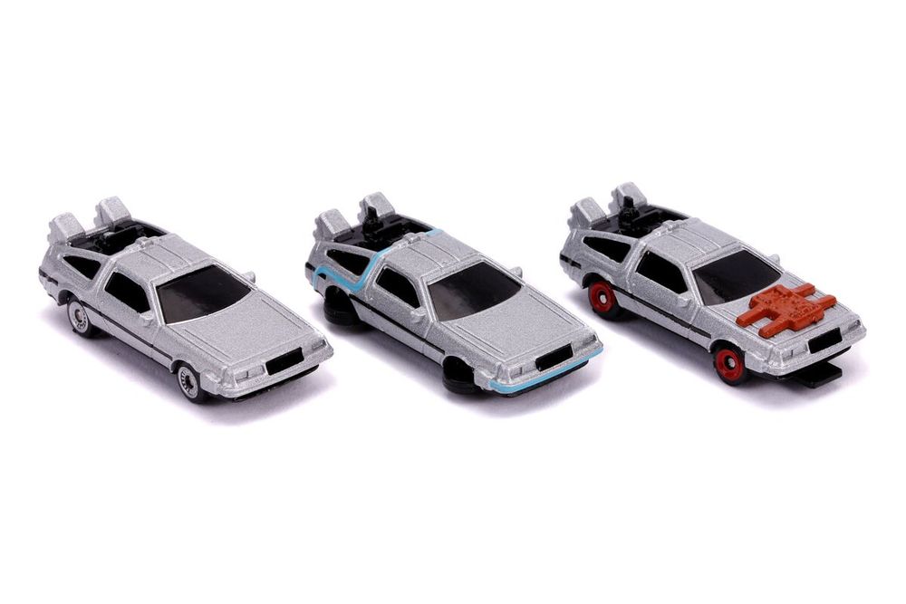 "Back to the Future" Time Machine 3 piece Set "Nano Hollywood Rides" Diecast Model Cars by Jada view 2