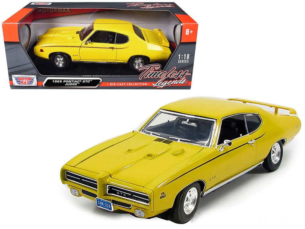 1969 Pontiac GTO Judge Yellow 1/18 Diecast Model Car by Motormax