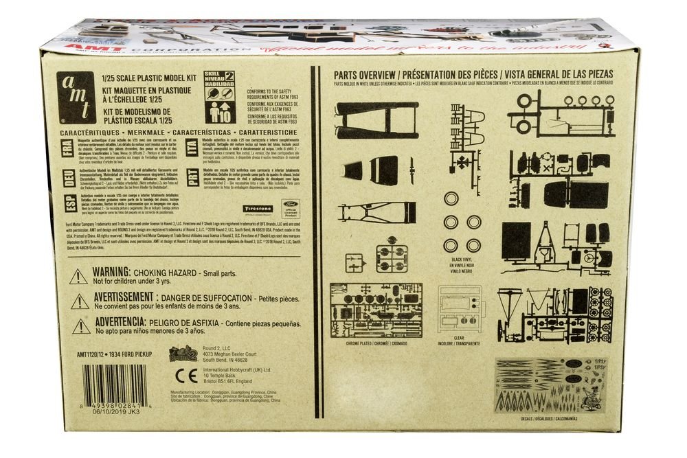 Skill 2 Model Kit 1934 Ford Pickup Truck 3 in 1 Kit "Trophy Series" 1/25 Scale Model by AMT view 4