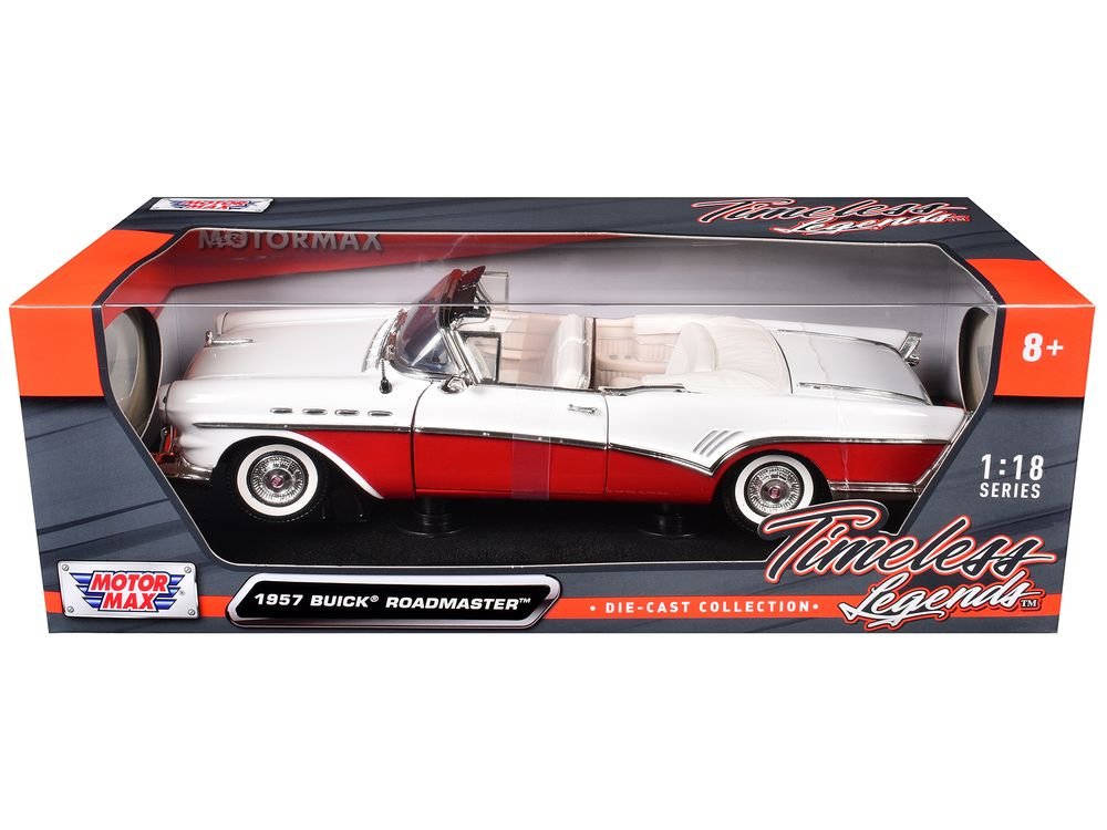 1957 Buick Roadmaster Convertible Red 1/18 Diecast Model Car by Motormax view 3
