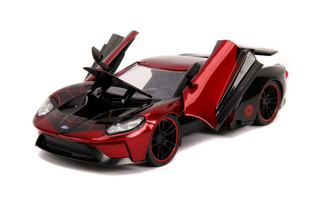 2017 Ford GT with Miles Morales Diecast Figurine "Spider Man" "Marvel" Series 1/24 Diecast Model Car by Jada view 2