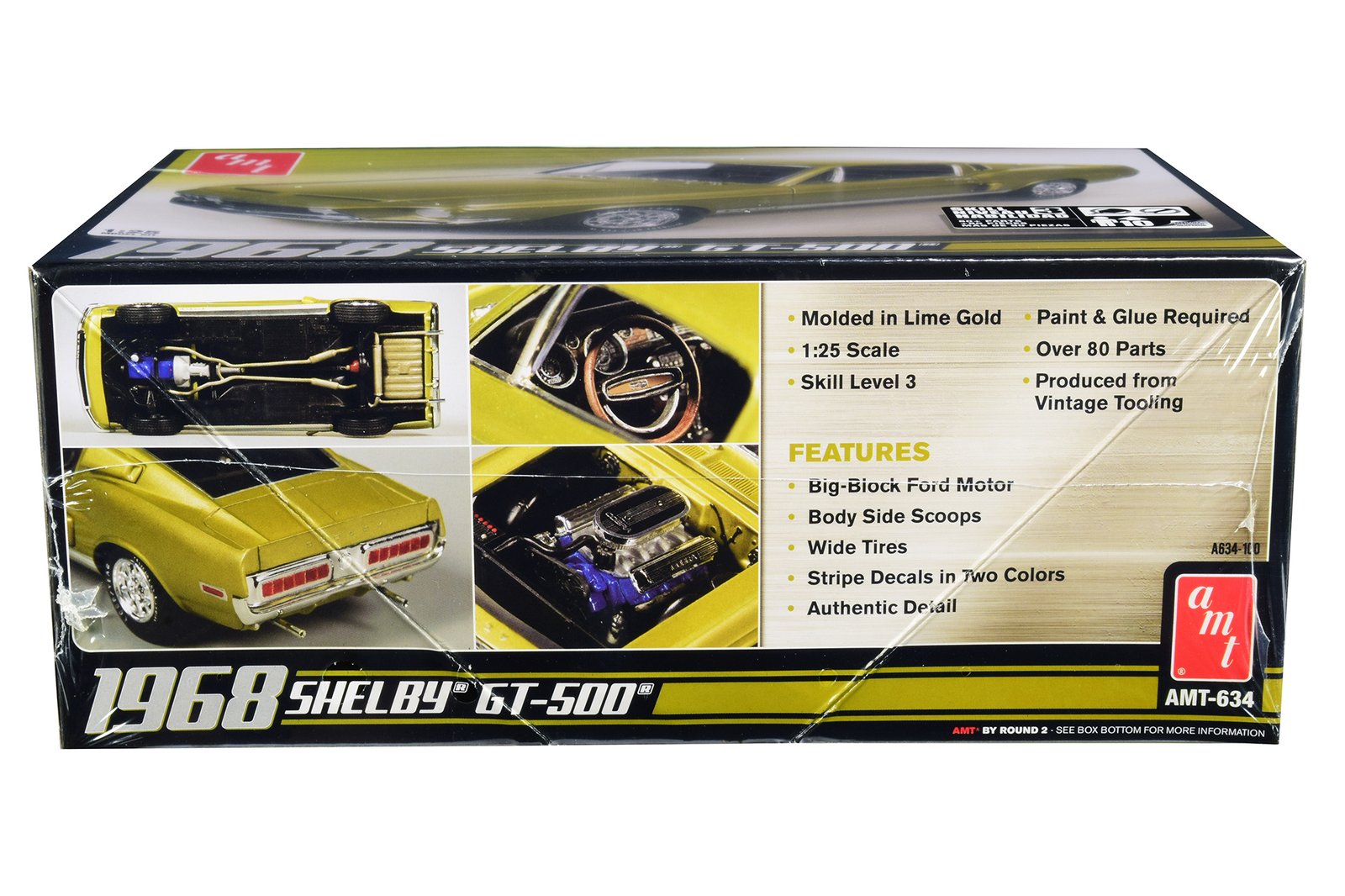 Skill 3 Model Kit 1968 Ford Mustang Shelby GT-500 1/25 Scale Model by AMT view 2