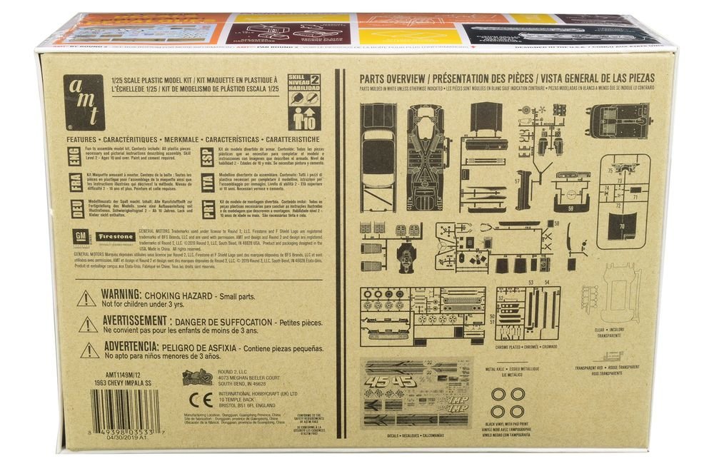 Skill 2 Model Kit 1963 Chevrolet Impala SS Hardtop 4 in 1 Kit 1/25 Scale Model by AMT view 4