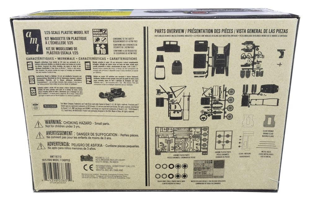 Skill 2 Model Kit 1925 Ford Model T "Chopped" Set of 2 pieces 1/25 Scale Model by AMT view 4