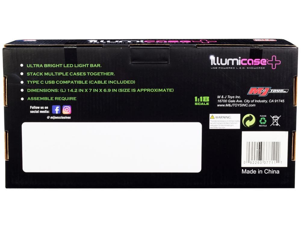 Black Collectible Display Show Case Illumicase+ with LED Lights and Mirror Base and Back for 1/64 1/43 1/32 1/24 1/18 Scale Models by Illumibox view 2