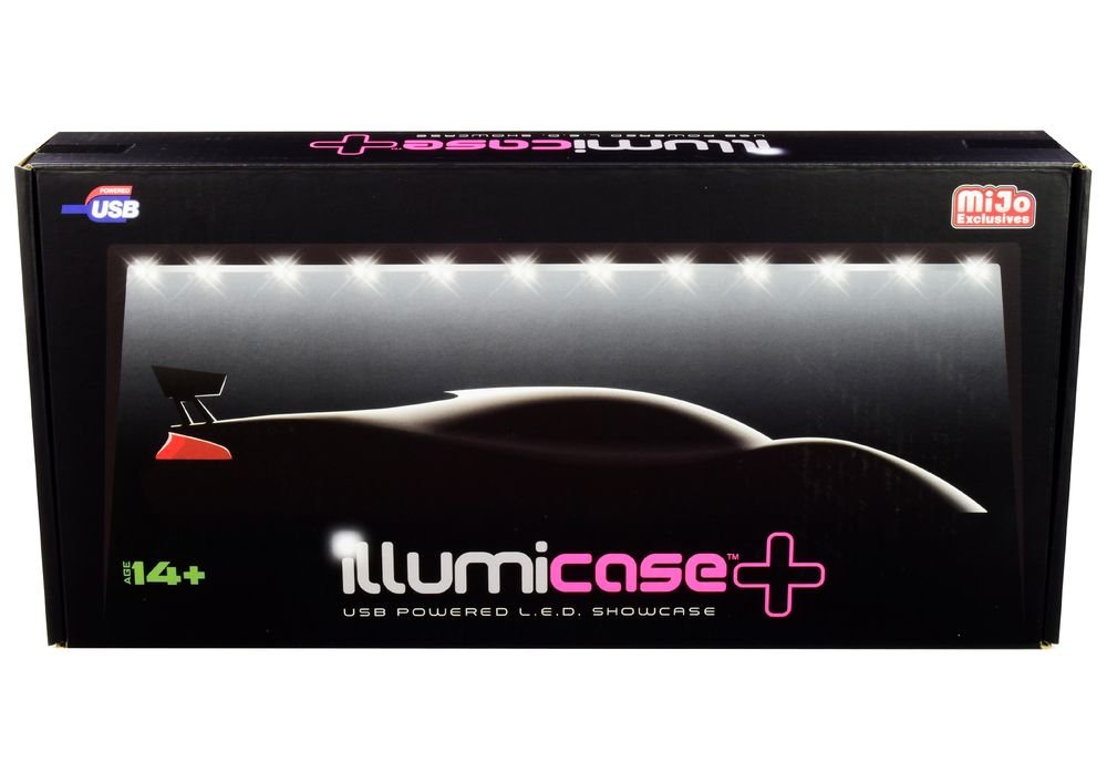 Black Collectible Display Show Case Illumicase+ with LED Lights and Mirror Base and Back for 1/64 1/43 1/32 1/24 1/18 Scale Models by Illumibox view 3