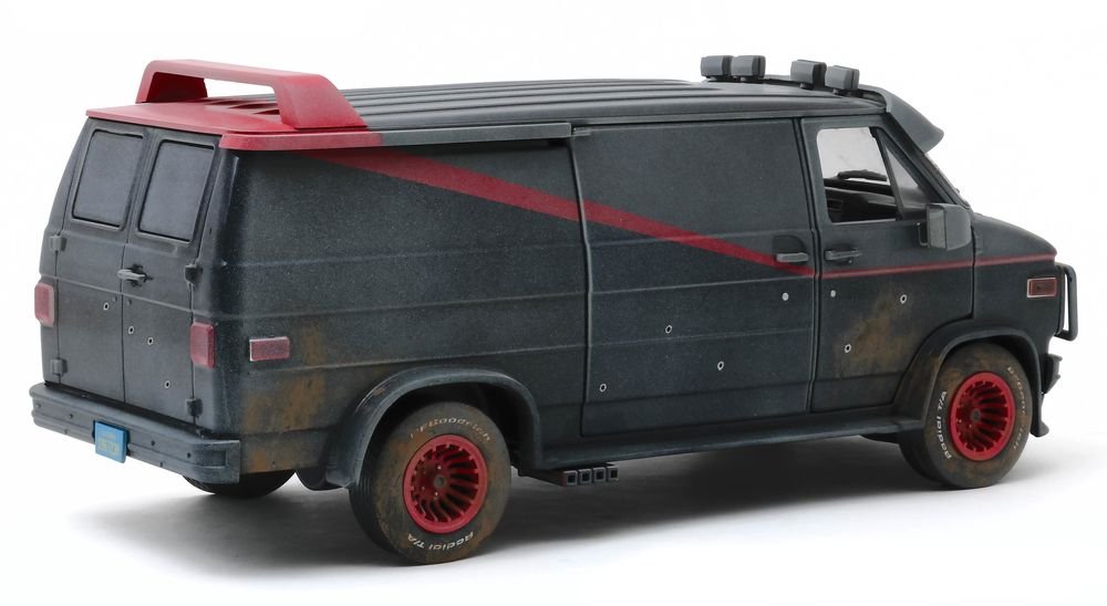 1983 GMC Vandura Black Weathered Version with Bullet Holes "The A-Team" (1983-1987) TV Series 1/18 Diecast Model Car by Greenlight view 3