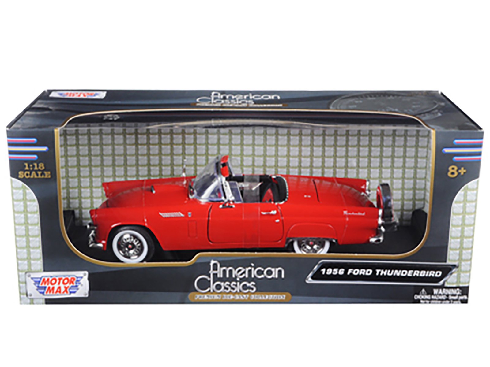 1956 Ford Thunderbird Red 1/18 Diecast Model Car by Motormax view 3