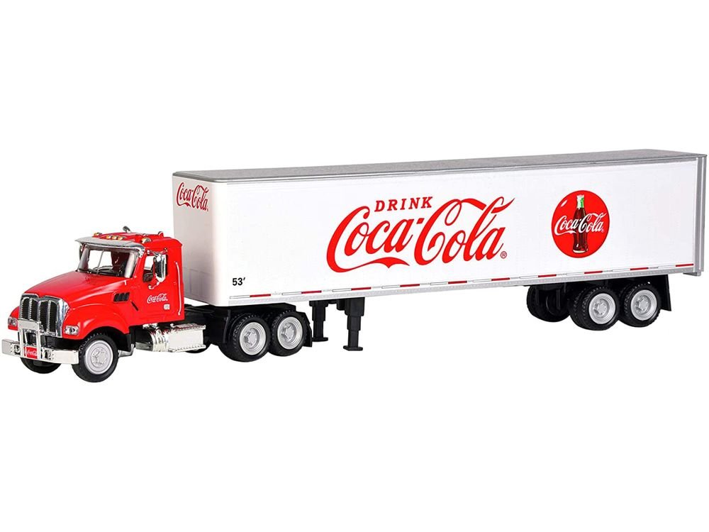 Truck Tractor with 53' Trailer "Drink Coca-Cola" Red and White 1/50 Diecast Model by Motorcity Classics view 3