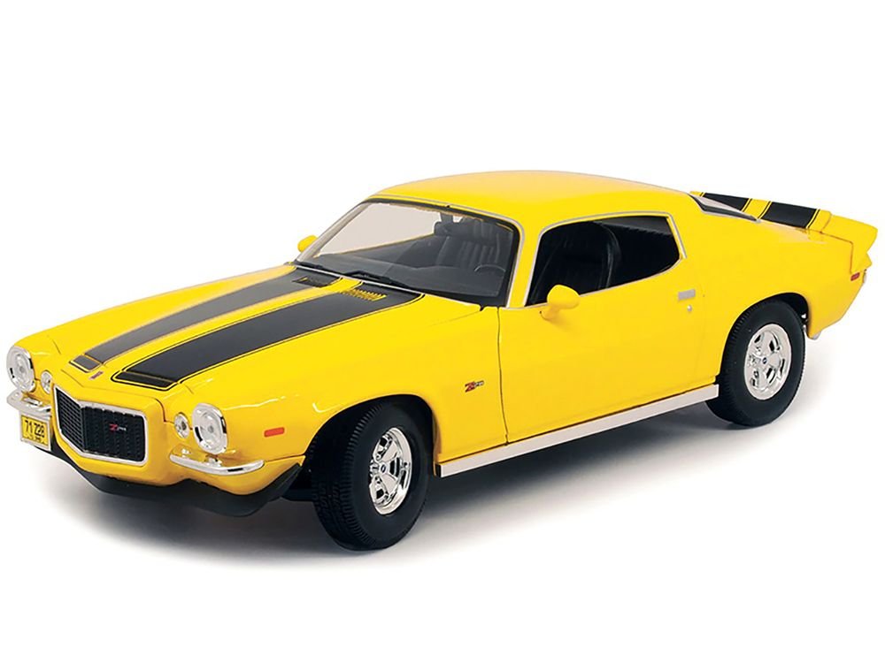 1971 Chevrolet Camaro Yellow with Black Stripes 1/18 Diecast Model Car by Maisto view 2