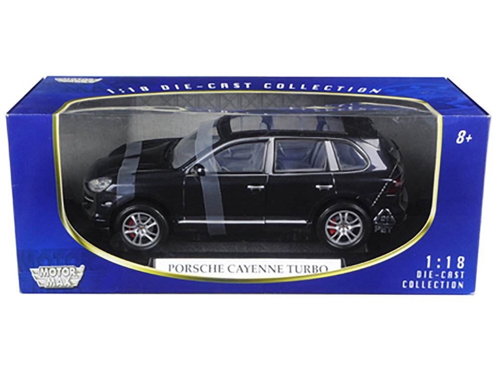 2008 Porsche Cayenne Turbo Metallic Black 1/18 Diecast Model Car by Motormax view 3