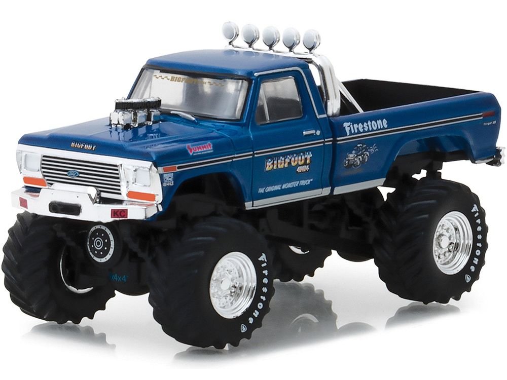 1974 Ford F-250 Monster Truck Bigfoot #1 Blue "The Original Monster Truck" (1979) Hobby Exclusive 1/64 Diecast Model Car by Greenlight view 2