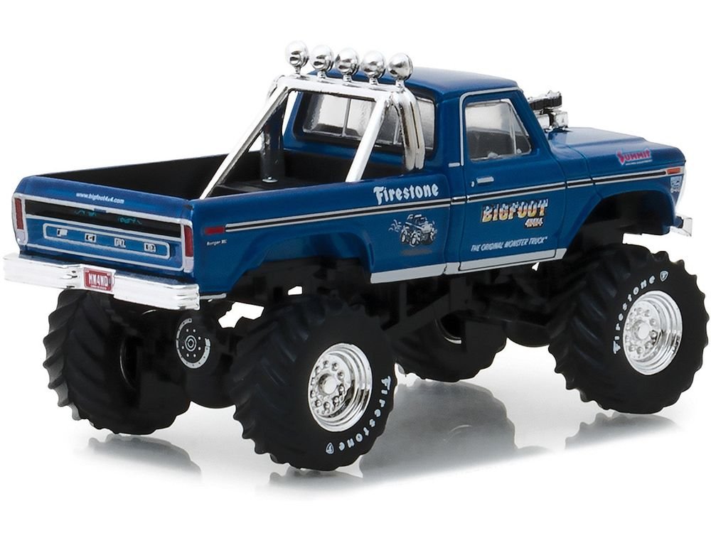 1974 Ford F-250 Monster Truck Bigfoot #1 Blue "The Original Monster Truck" (1979) Hobby Exclusive 1/64 Diecast Model Car by Greenlight view 3