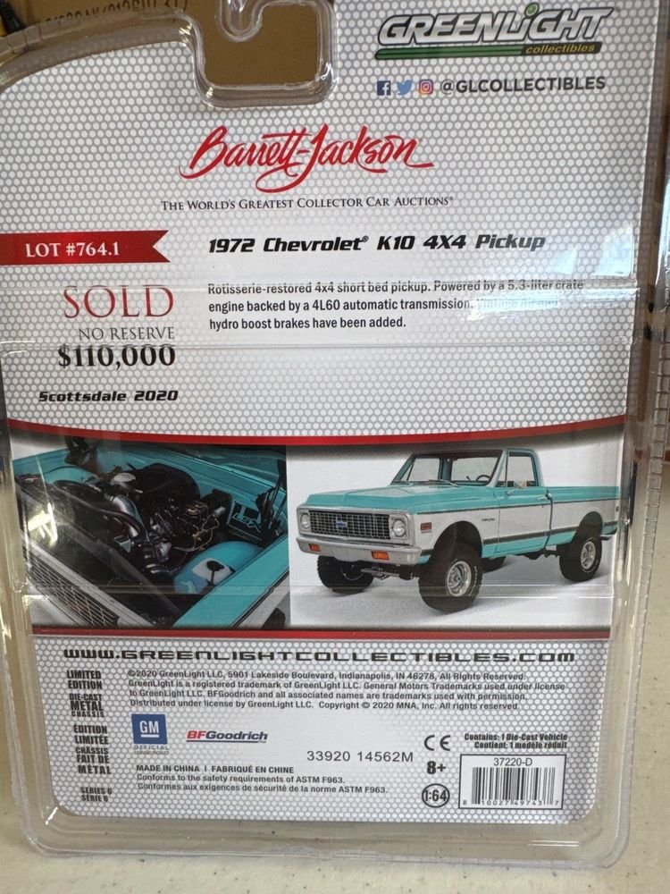 Greenlight - Barrett Jackson 1972 Chevrolet K10 4x4 Pickup view 3