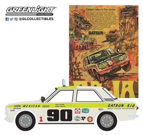 Greenlight - 1-64 Vintage Ad Cars - 1969 Datsun 510 4-Door Sedan - Pkg view 3