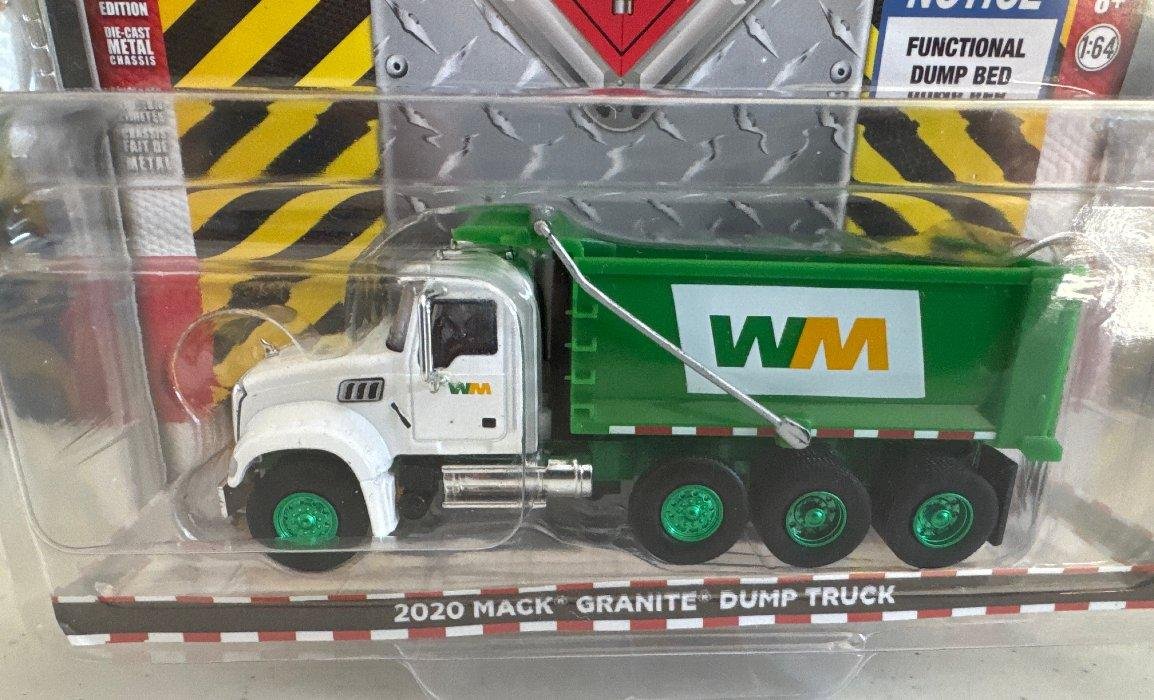 2020 Mack Granite Dump Truck - Waste Management Edition in 1:64 Scale (GREEN) view 3
