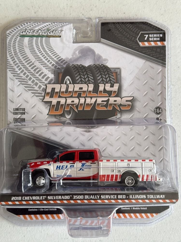 Greenlight - 2018 Chevrolet Silverado 3500 Dually Service Bed - Illinois Tollway -1:64 diecast view 3
