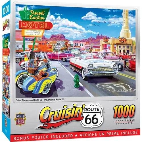 CRUISIN' ROUTE 66 - DRIVE THROUGH ON RT. 66 1000 PIECE JIGSAW PUZZLE